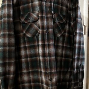 Pendleton Men's Brown and Green Plaid Shirt Jacket